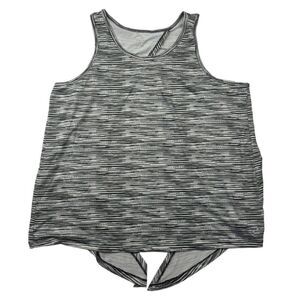 Zelos Black White Striped Tie/Open Back Sleeveless Athletic Tank Top Size XL